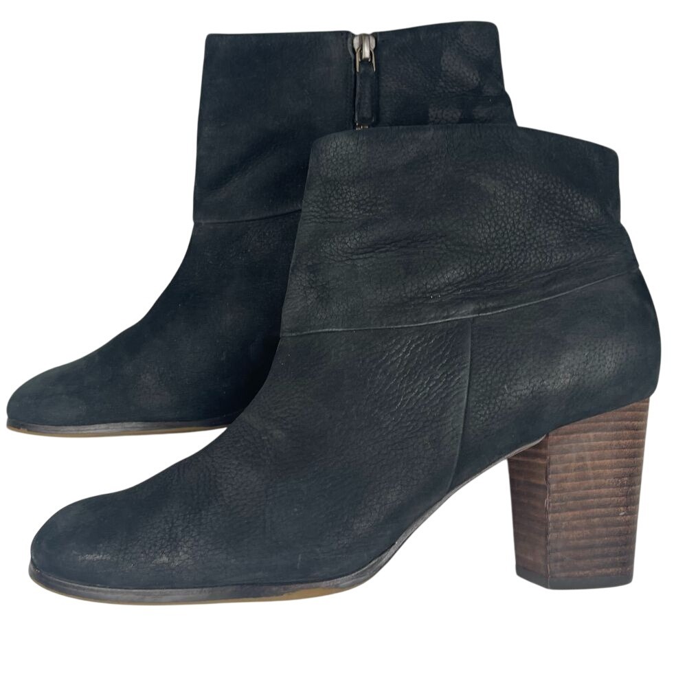 Cole Haan Nike Air Black suede zip boots sz 10.5 women's, leather, block heel